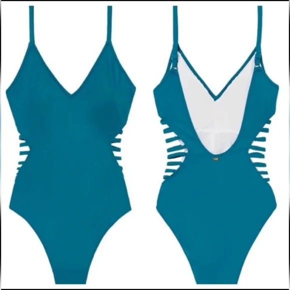 VS Pink Strappy Side Ribbed One Piece size small Swimwear - Picture 2 of 10